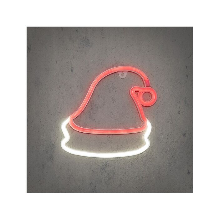 Neonlicht Weihnachtsmütze rot LED 24 cm -Luca Lighting