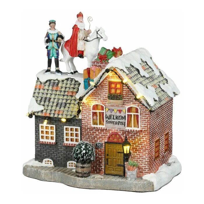 Sinterklaas on roof battery operated 19 cm - Luville Sinterklaas on roof battery operated 19 cm - Luville