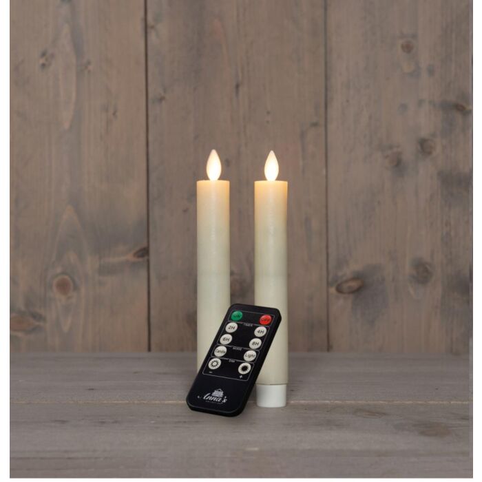 Tischkerze rustikal Wachs LED wiederaufladbar elfenbein 18 cm 2er-Set – Anna's Collection Tischkerze rustikal Wachs LED wiederaufladbar elfenbein 18 cm 2er-Set – Anna's Collection