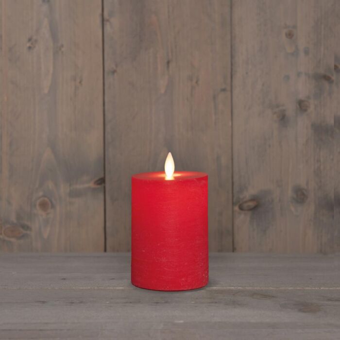 Stumpenkerze rustikal Wachs LED wiederaufladbar rot 10 x 7,5 cm – Anna's Collection
