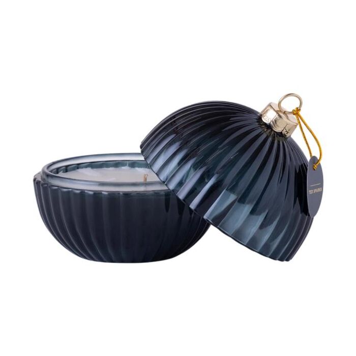 Weihnachtskugel Duftkerze Cinnamon & Spice Blau - Ted Sparks