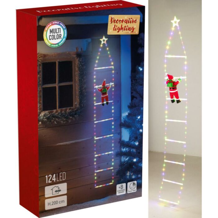 Weihnachtsmann auf Leiter mit LED-Beleuchtung 200 cm Weihnachtsmann auf Leiter mit LED-Beleuchtung 200 cm