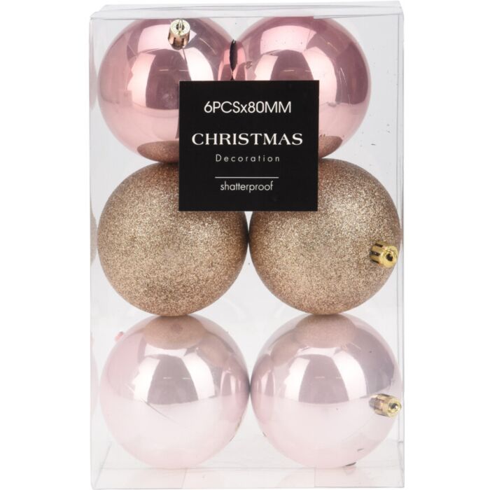 Weihnachtskugeln hübsch rosa Ø 8 cm 6er Set