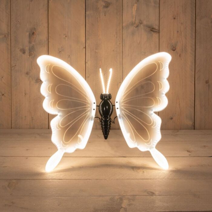 LED Schmetterling warmweiß mit beweglichen Flügeln und Zuleitung 60 cm