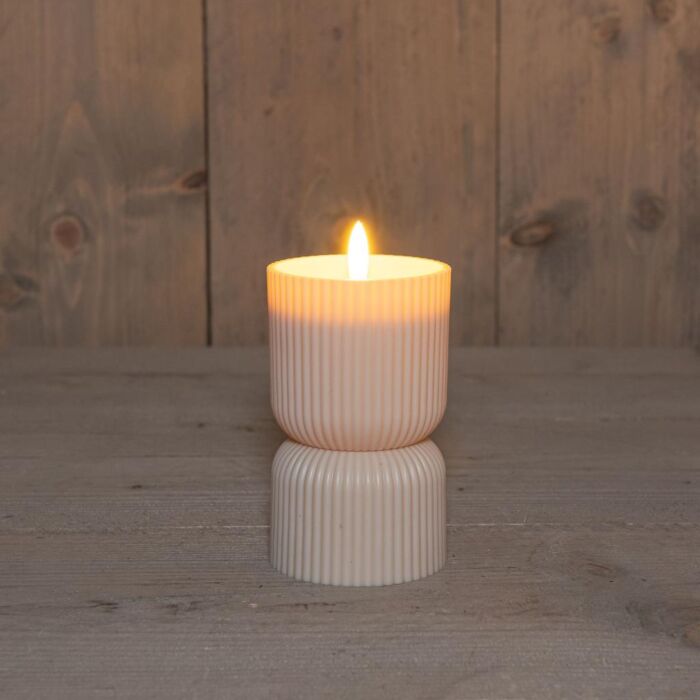 Außenkerze 3D Flamme Kunststoff sand 15 cm