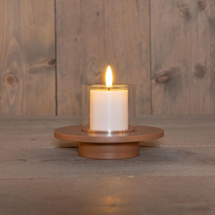 Außenkerze 3D Flamme Kunststoff terra 14 cm