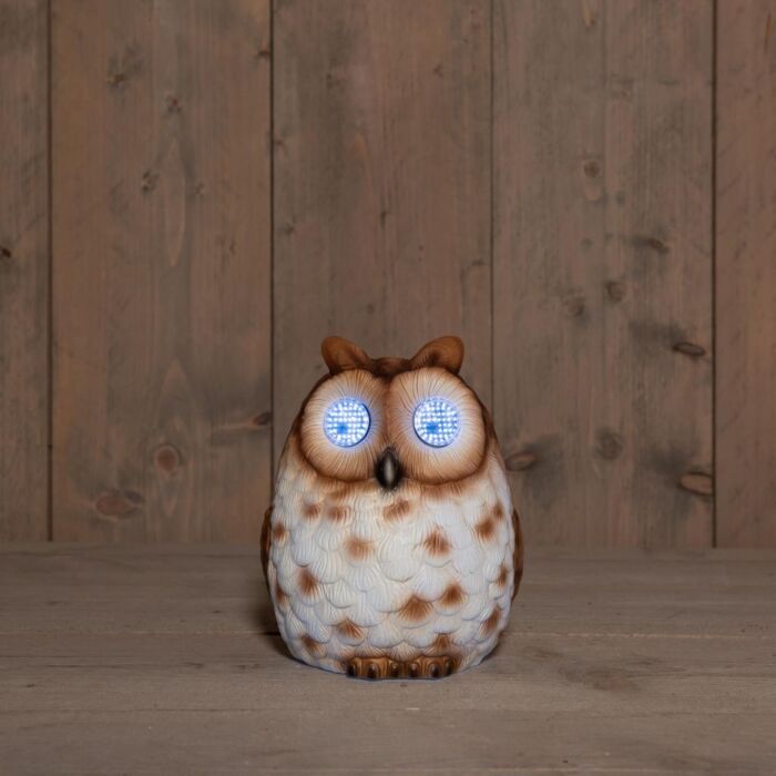 Solar Dekoration Eule mit Wackelaugen 20 cm