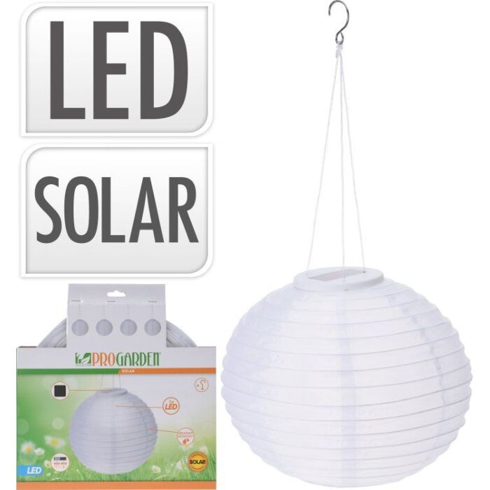 Solar-LED-Laterne Weiß Ø 28 cm – Pro Garden Solar-LED-Laterne Weiß Ø 28 cm – Pro Garden