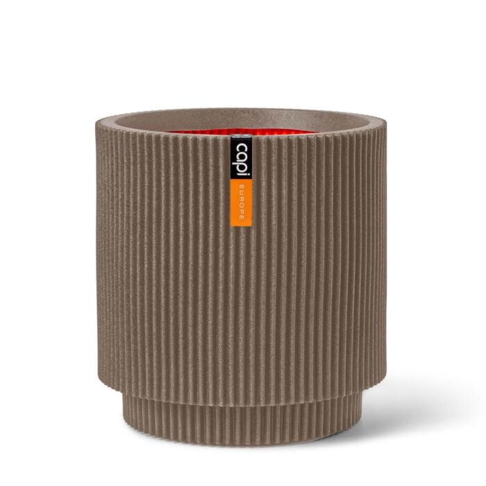 Blumentopf Vase zylinder groove warm taupe Ø 44 cm - Capi