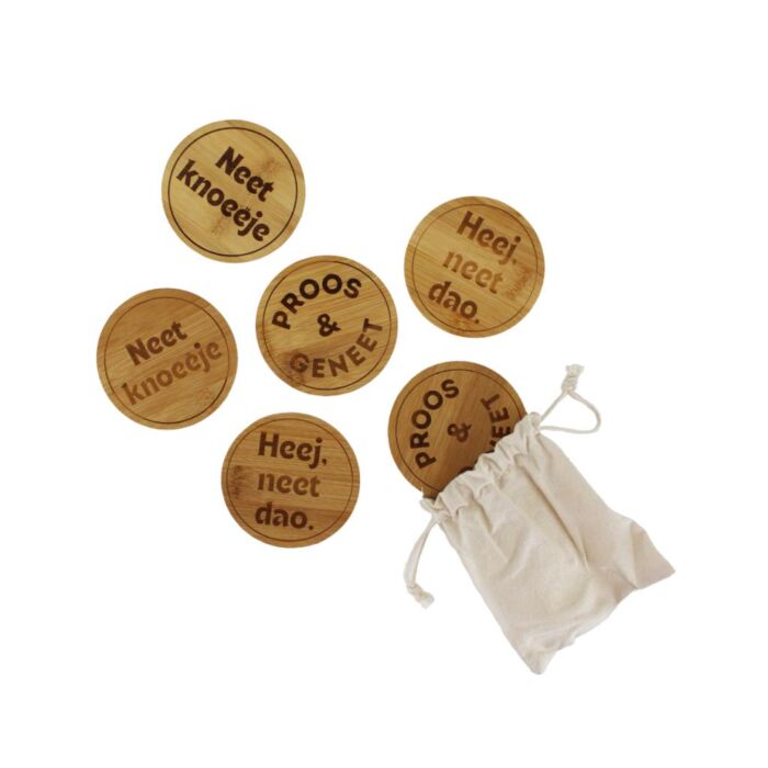 Untersetzer Holz mit Text Set von 6 – StreekKado