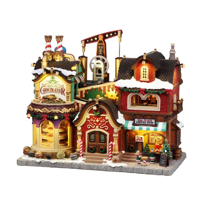 Lemax The Holly Jolly Chocolatier & Mrs. Claus Coffee Shop inklusive Adapter 74254, 550 mA (weiß)