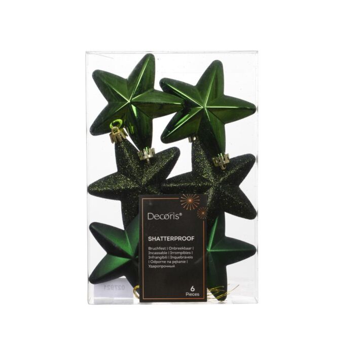 Weihnachtssterne Tannengrün 7,5 cm, 6er-Set - Decoris