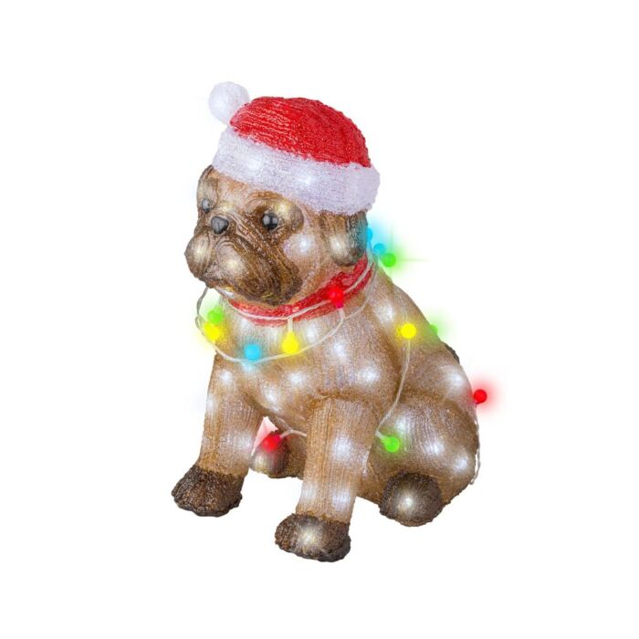 LED-Figur Hund mit Lichtern, Acryl, braun, 42 cm – Lumineo