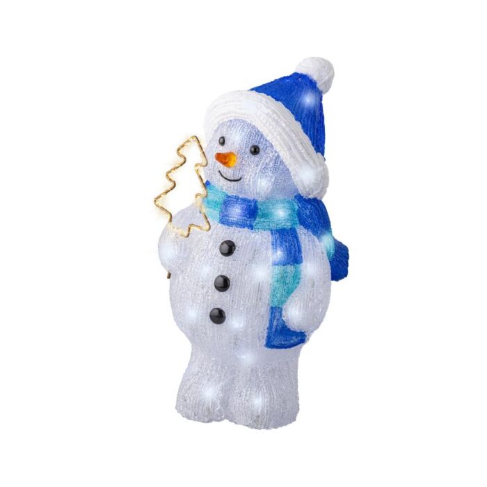 LED-Figur Schneemann, Acryl, weiß-blau, 43 cm – Lumineo LED-Figur Schneemann, Acryl, weiß-blau, 43 cm – Lumineo