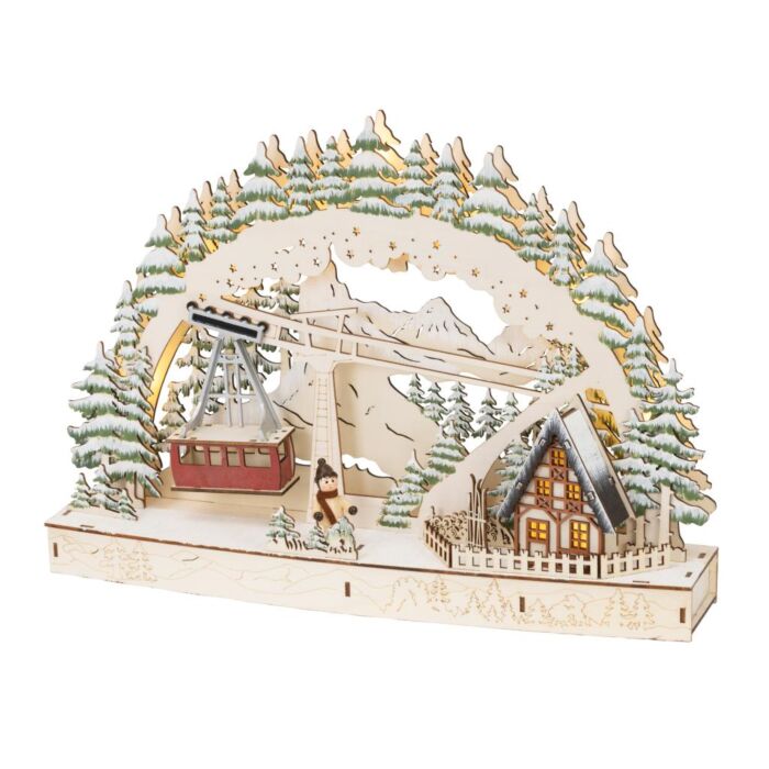 LED-Holzwinterszene mit Beleuchtung 44,5 cm - Lumineo