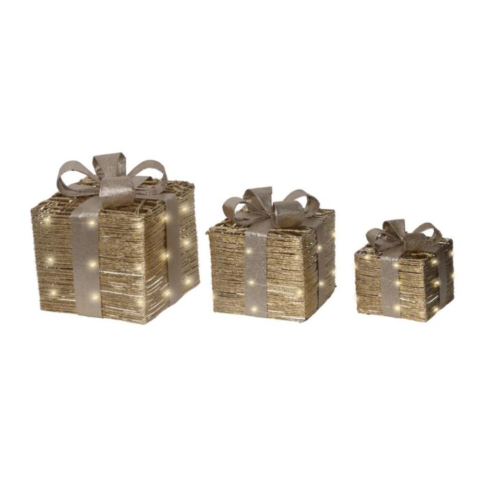 LED-Geschenkbox Gold mit Micro-LED 30 cm - Lumineo LED-Geschenkbox Gold mit Micro-LED 30 cm - Lumineo