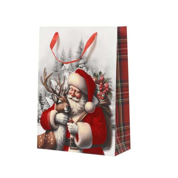 Geschenktasche Weihnachtsmann Rot 32 cm - Decoris