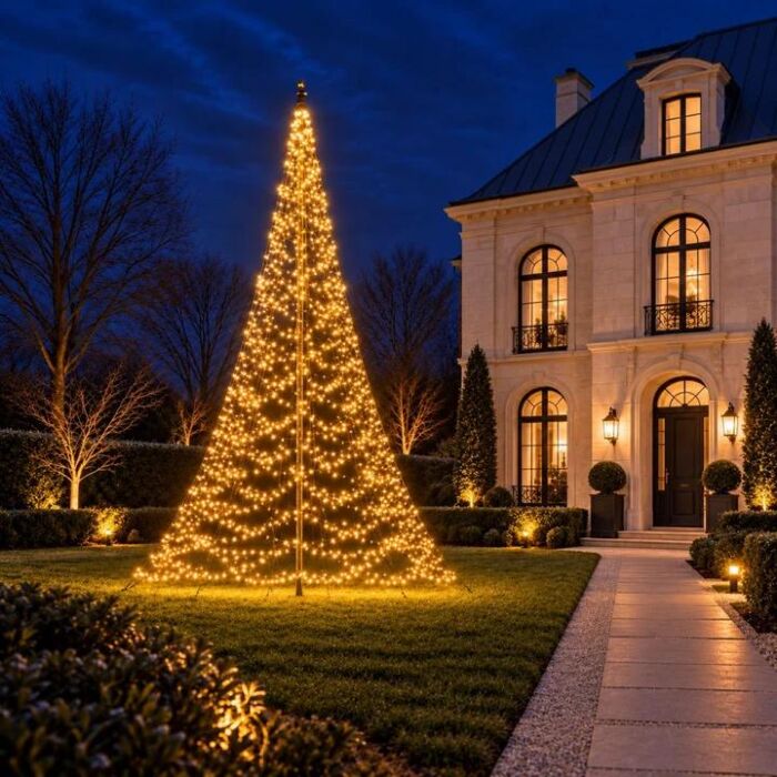 Fahnenmast-Weihnachtsbaum Premium 2048 LED warmweiß und multicolor 600 cm - Fairybell
