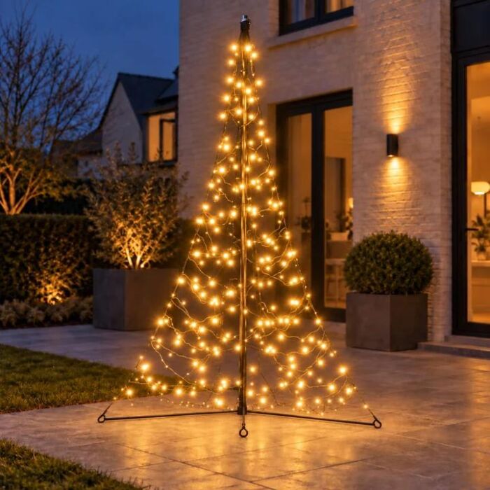Fahnenmast-Weihnachtsbaum Premium All-Surface 256 LED warmweiß und multicolor inkl. Mast 200 cm