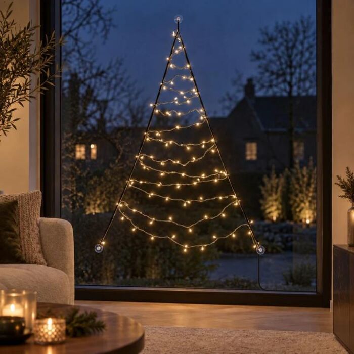 Fenster-Weihnachtsbaum Premium 64 LED warmweiß und multicolor 125 cm
