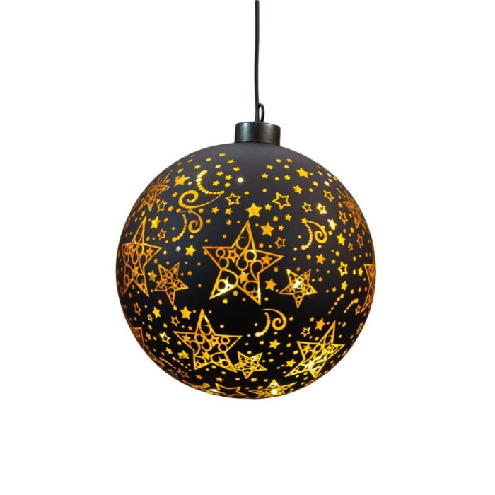 Weihnachtsanhänger Kugel Glas mit Sternen schwarz/gold 15 cm - Anna’s Collection Weihnachtsanhänger Kugel Glas mit Sternen schwarz/gold 15 cm - Anna’s Collection