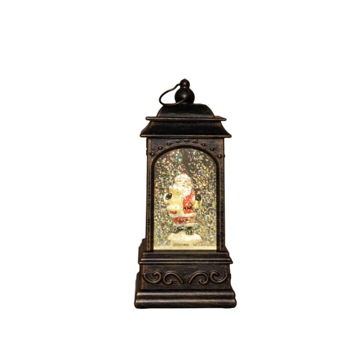Laterne Weihnachtsmann Glitterwasser 20,5 cm - Anna’s Collection