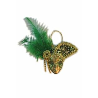 Venezianische Brosche mit bunten Federn