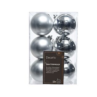 Weihnachtskugeln silber Kunststoff Ø 6 cm 12er-Set - Decoris