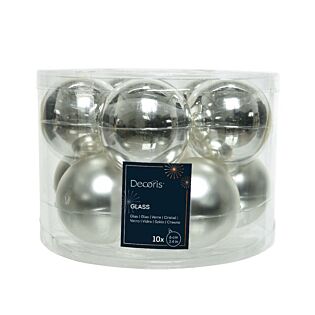 Weihnachtskugeln Glas mix Silber Ø 6 cm Satz von 10 - Decoris