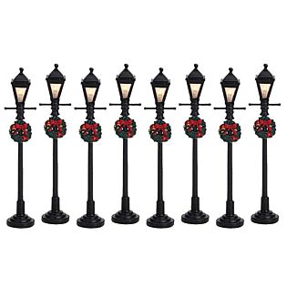 LEMAX GAS LANTERN STREET LAMP, SATZ VON 8, B/O (4.5V)