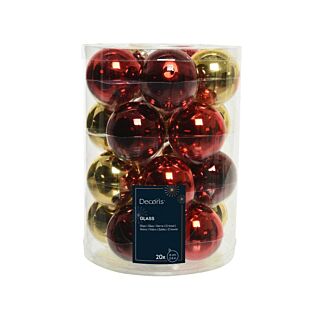 Weihnachtskugel Glas Rotgold Ø 6 cm Set mit 20 Stück - Decoris