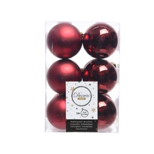 Weihnachtskugeln Plastik Ochsenblutrot 6cm