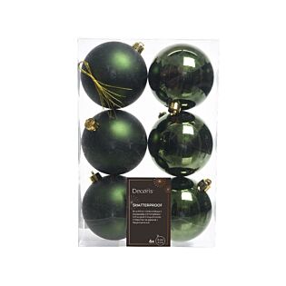 Weihnachtskugeln kieferngrün Kunststoff mix Ø 8 cm Satz von 6 - Decoris