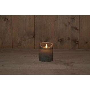 LED-Kerze rustikal grau &Oslash; 7,5 x 10 cm