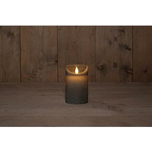 LED-Kerze rustikal grau &Oslash; 7,5 x 12,5 cm