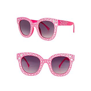 Brille Rosa mit Steinen und dunklem Glas