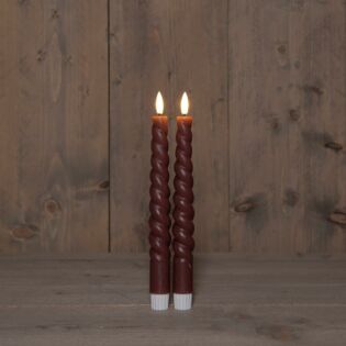 LED-Dinnerkerze Swirl Wachs rosa 23 cm 2er Set - Anna's Collection