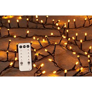 LED Efeu 700L/16M Classic Mit Fernbedienung 4M String Schwarz Ip44 Trafo Timer 8/16U