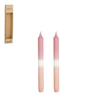 Tischkerze dip-dye rosa 25 cm 2er Set - Mica