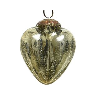 Weihnachtskugel Glas Crackle Herz Gold 7,5 cm - Decoris