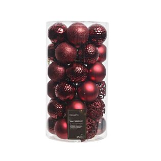 Weihnachtskugeln Mix oxblood rot Kunststoff Ø 6 cm Set mit 37 Stück - Decoris