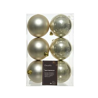 Weihnachtskugeln perlmuttfarben Kunststoff Ø 8 cm 6er-Set - Decoris