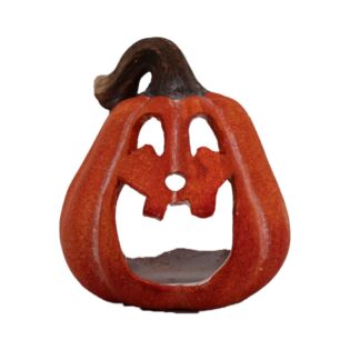 Teelichthalter kürbis orange keramik 13,8 cm