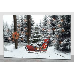 LED-Leinwand Schlitten im Wald 60 cm