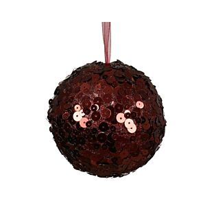 Weihnachtskugel aus Schaumstoff Pailletten dunkelrot Ø 8 cm - Decoris
