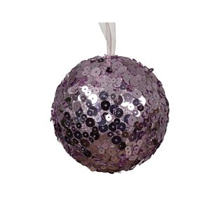 Weihnachtskugel aus Schaumstoff Pailletten flieder &Oslash; 8 cm - Decoris