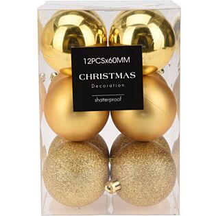 Weihnachtskugeln gold Ø 6 cm 12er Set