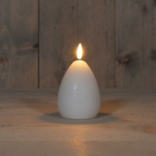 Kerze 3D rustikales Wachs mit Timer wei&szlig; 12 cm