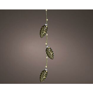 Micro LED-B&uuml;ndel gr&uuml;n pine steady 15 LED warmwei&szlig; 28 cm &ndash; Lumineo