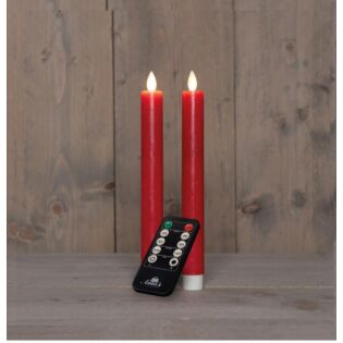 Tischkerze im rustikalen Wachs-Look, LED, wiederaufladbar, rot, 23 cm, 2er-Set &ndash; Anna's Collection